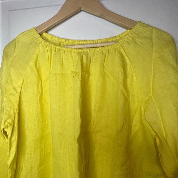 J. Crew Linen Crochet Lace Embroidered Hem Scallop Border Blouse Size Small - Picture 5 of 10